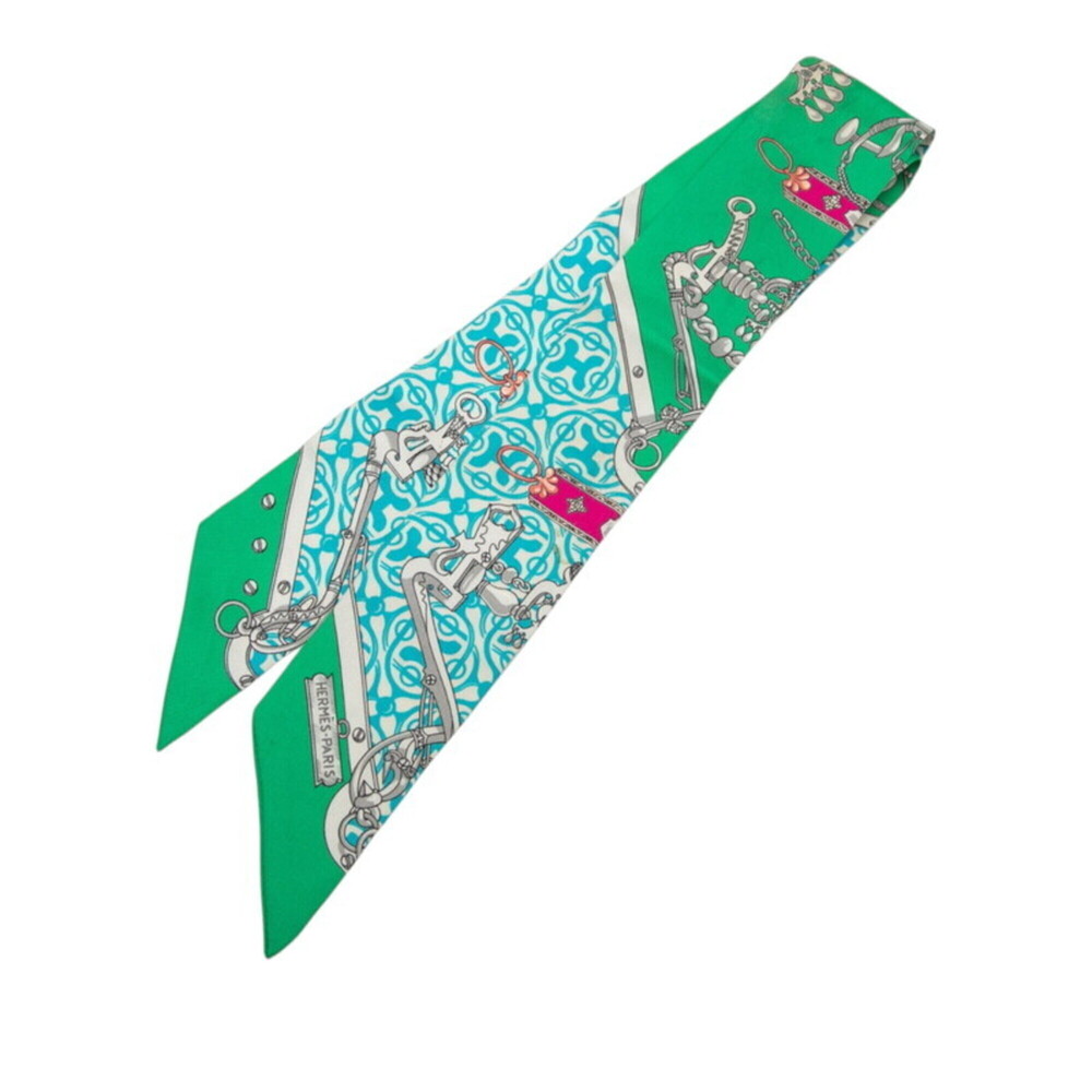Hermes Twilly Equestrian and Chain Mors Et Gourmettes Remix Scarf Muffler Gre...